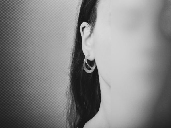 handmade Recycled silver round double hoop earrings