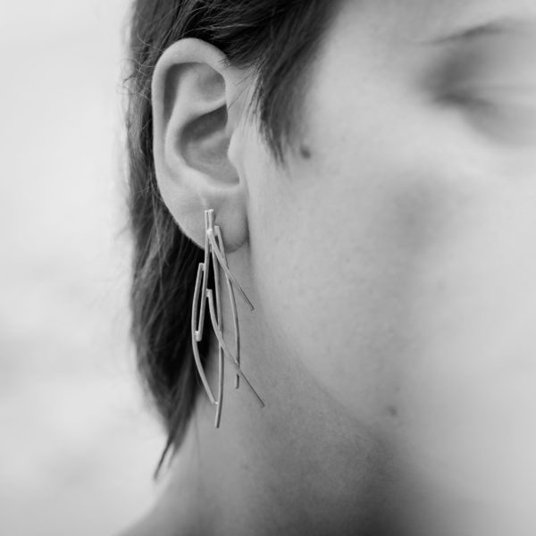 handmade Recycled silver wire drop earrings