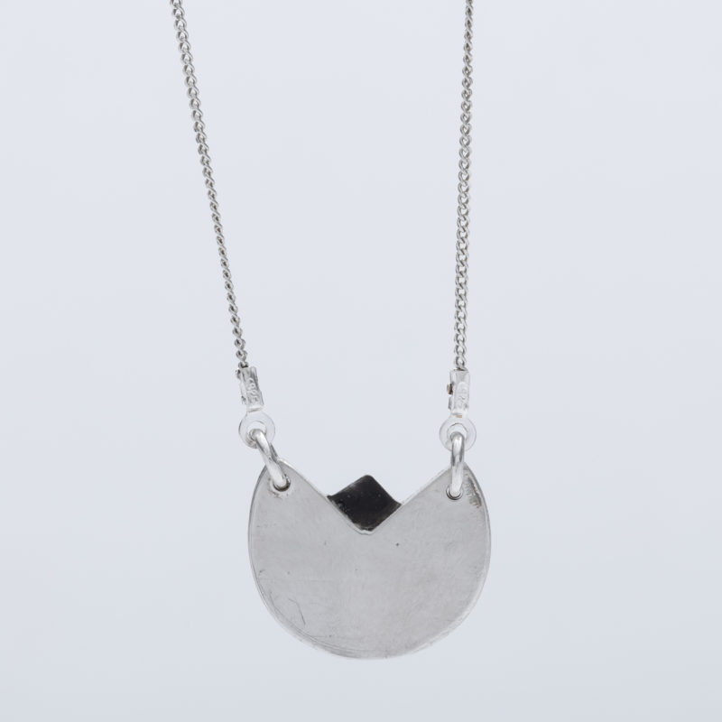 handmade Tulip shaped recycled silver chain necklace with oxidation