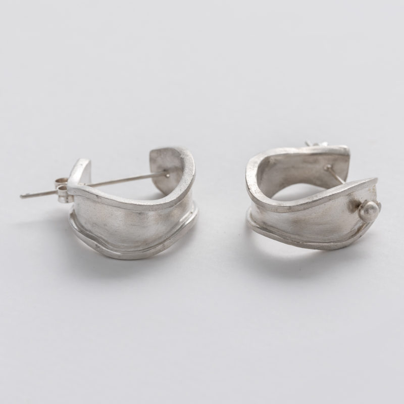 Statement recycled silver hoops with wavy design