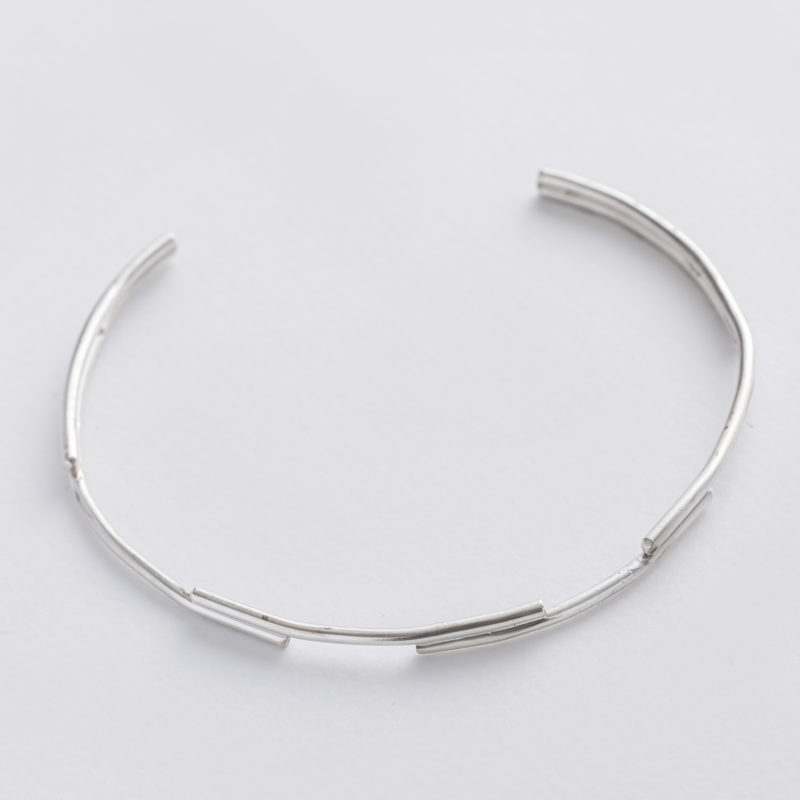 handmade recycled silver wire adjustable anklet with linear design