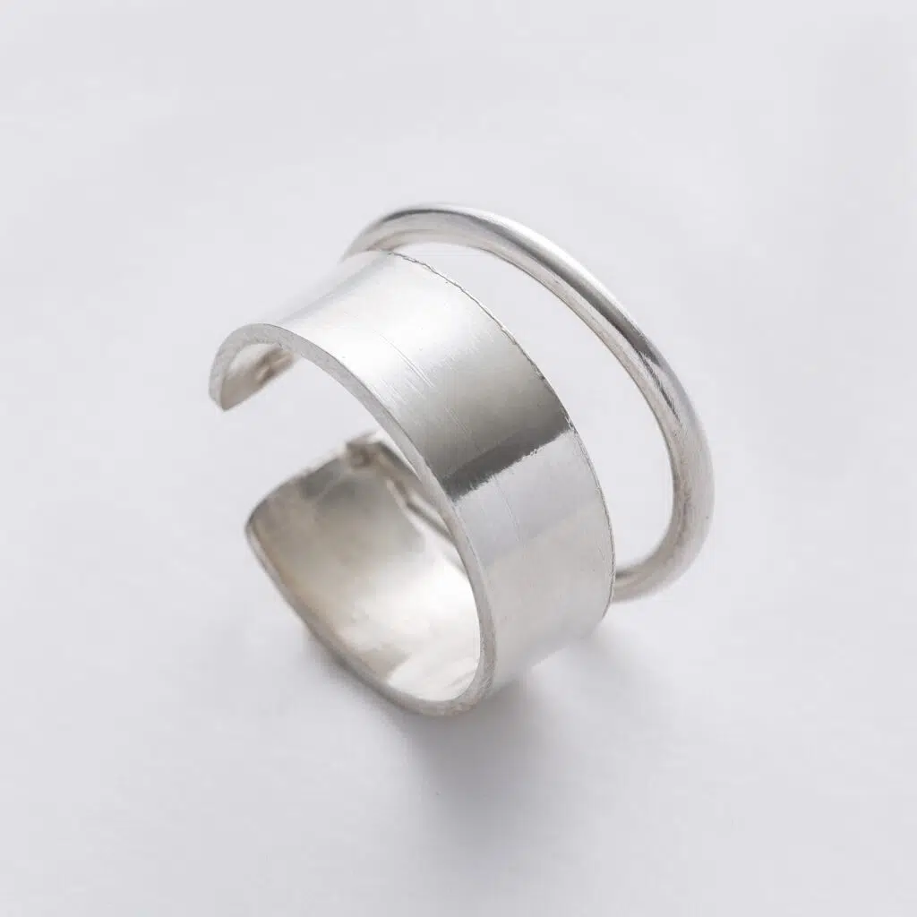 minimal handcrafted adjustable recycled silver ring