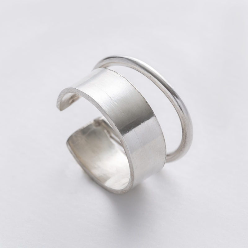 minimal handcrafted adjustable recycled silver ring